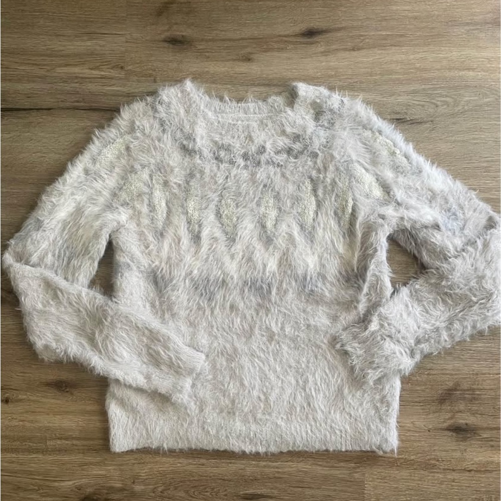 LC Lauren Conrad Cream Fuzzy Sweater